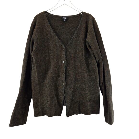 Vintage Eileen Fisher Cardigan Sweater Medium Mohair Merino Wool V-Neck Olive - Picture 1 of 9